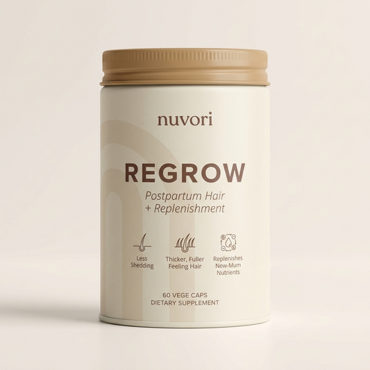 Nuvori REGROW Postpartum Hair + Replenishment — 60 vege caps, made in New Zealand