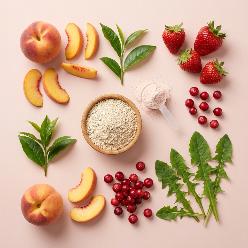 D-BLOAT natural ingredients flat lay