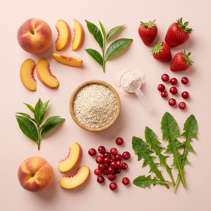 D-BLOAT natural ingredients flat lay